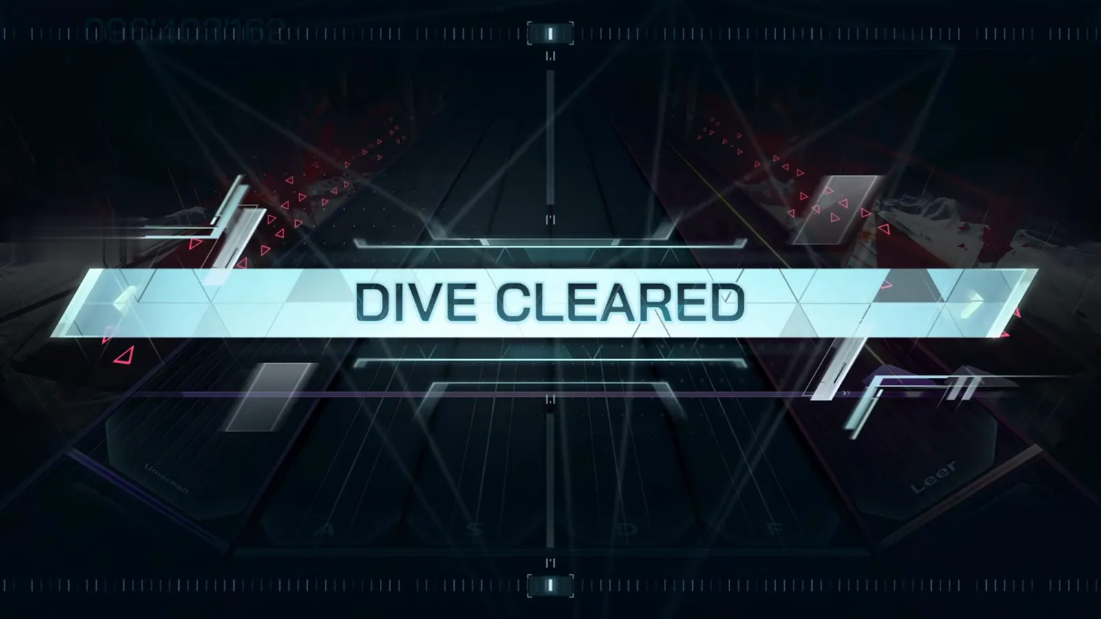 DIVE CLEARED In Falsus Albedo ULT 10 DIVE CLEARED banner across the darkened highway with the score frozen at 096'403'162 in the corner