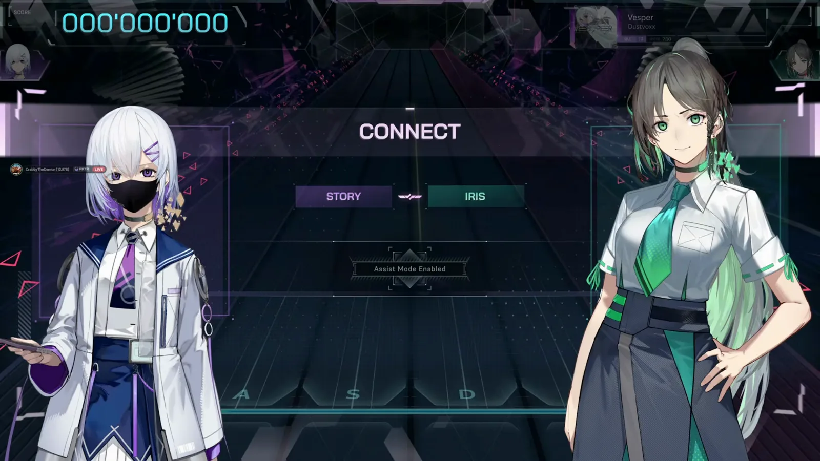 インファルサスの CONNECT 遭遇戦メニュー。Arc 3 の戦闘前にデッキ選択が開いている