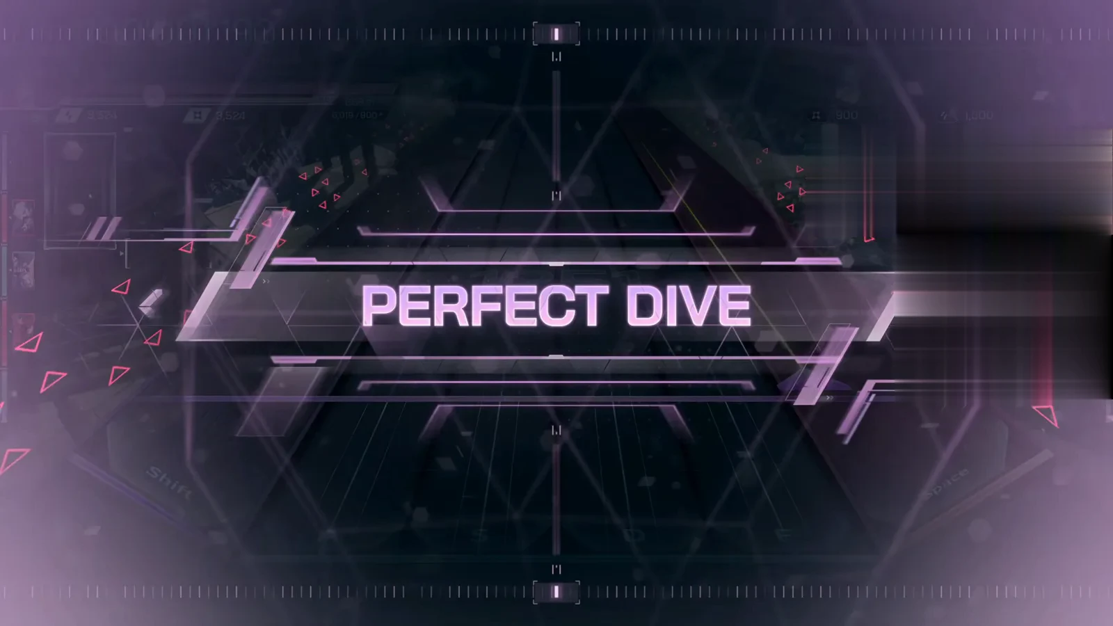 PERFECT DIVE In Falsus hexagonal PERFECT DIVE banner over the dimmed Be There FBD 12 highway after a run with zero NEAR and zero BREAK judgements