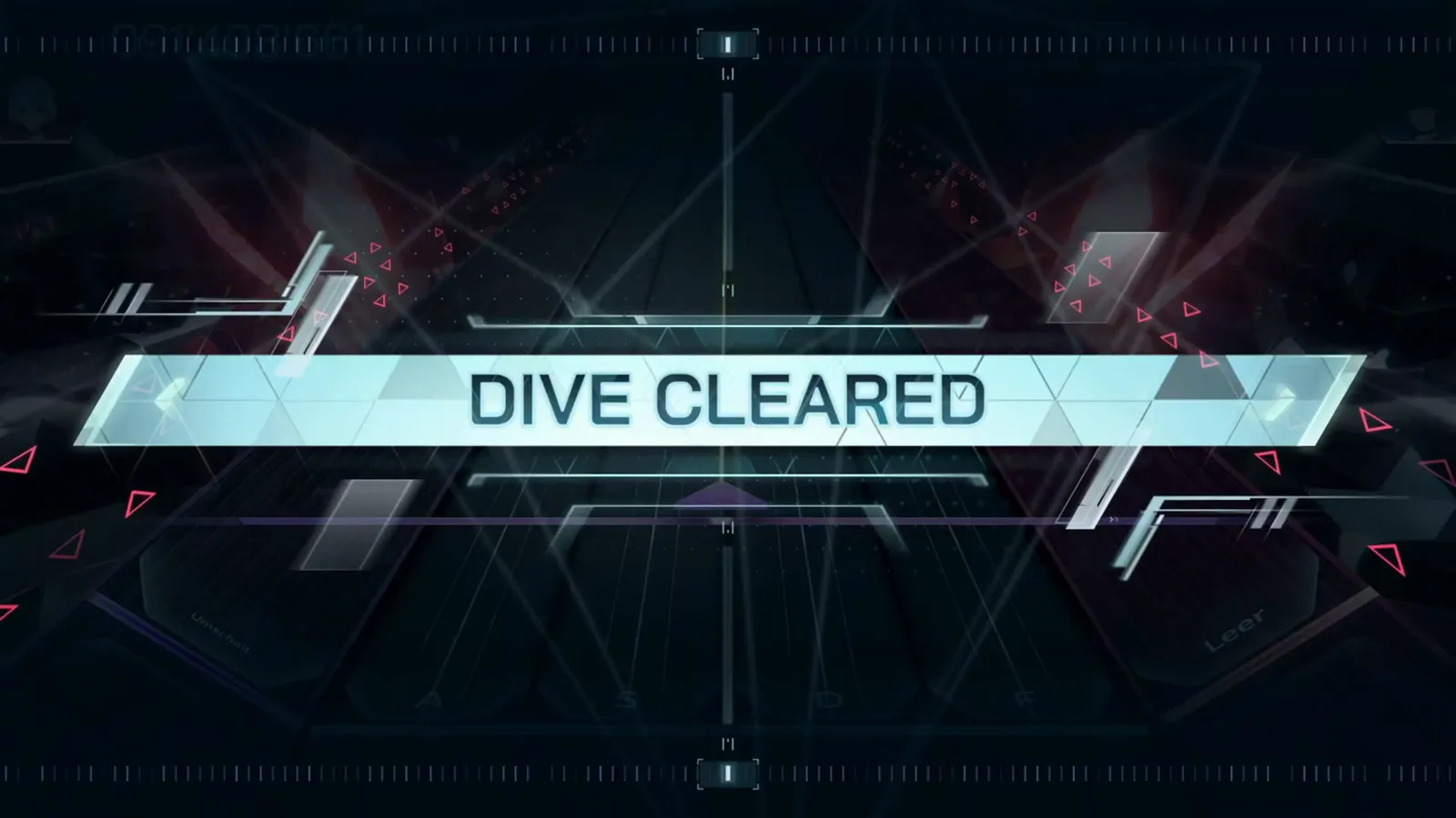 DIVE CLEARED banner across the darkened Cold Sea ULT 10 highway in In Falsus with the settled score 091'498'661 faded at top left