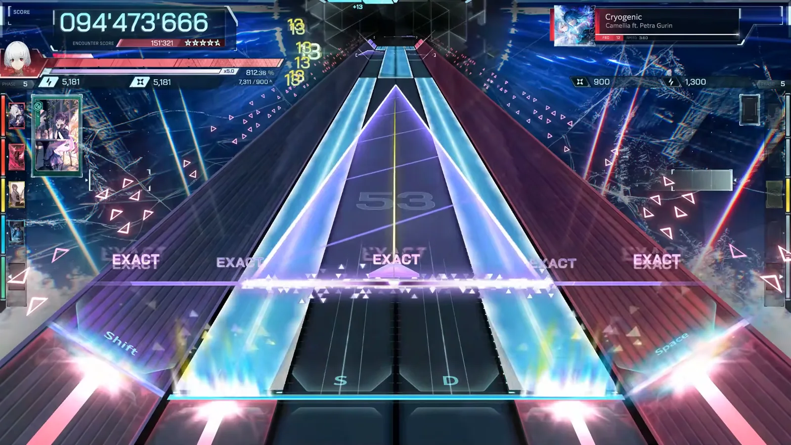 The endgame triangle Endgame violet triangle wall with five EXACT tags at 094'473'686 on Cryogenic FBD 12 in In Falsus