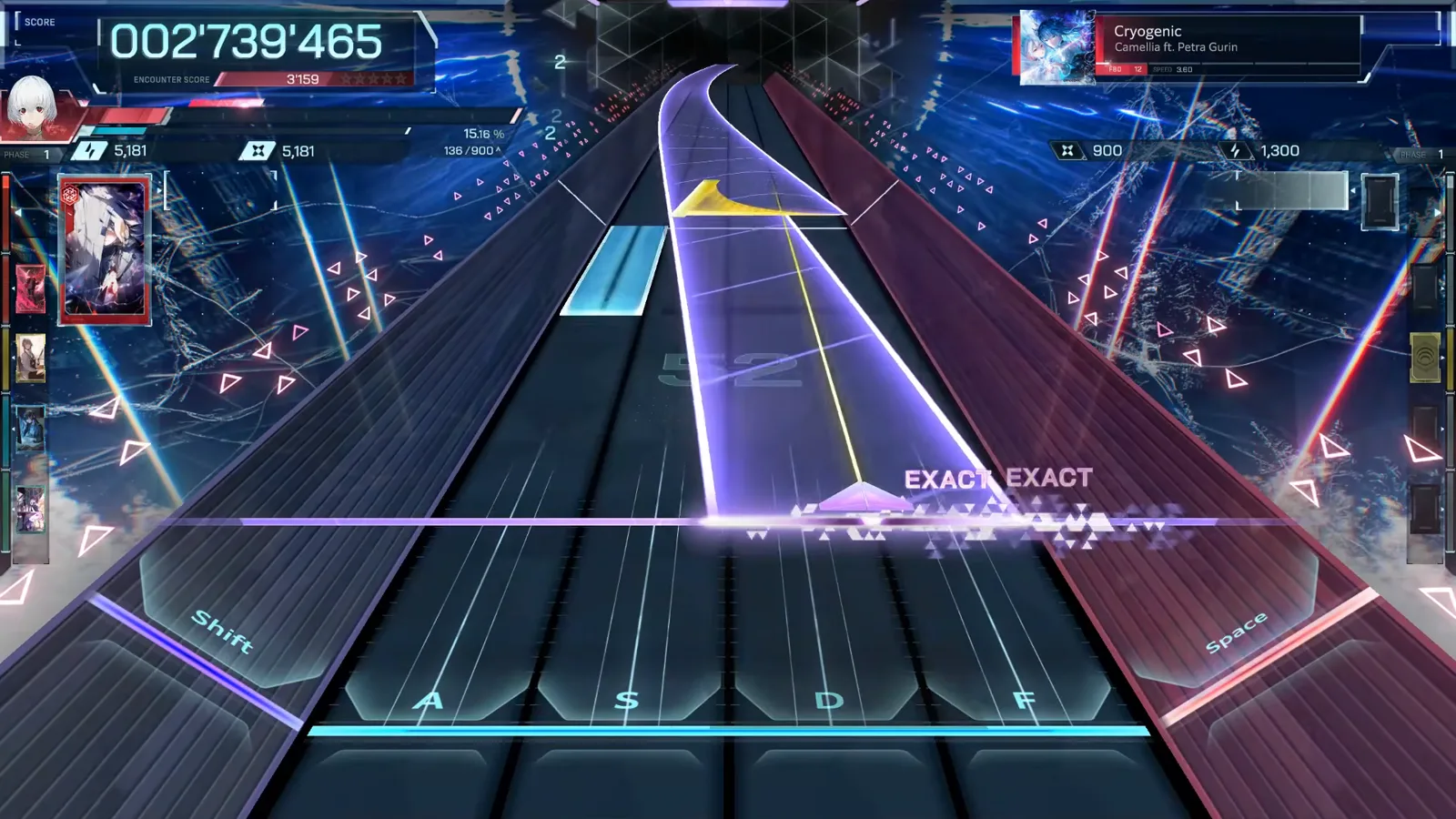 The violet hold ribbon Violet hold ribbon down the left lanes with an EXACT pair at its base, 002'739'465 — Cryogenic FBD 12 in In Falsus