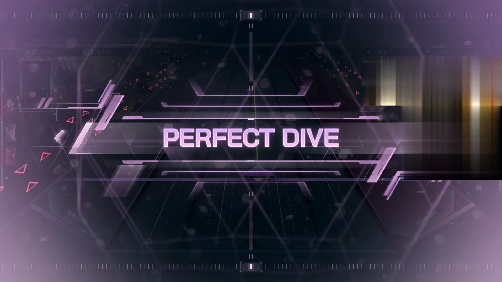 PERFECT DIVE 横幅 The hexagonal PERFECT DIVE banner lights across the darkened Cyaegha highway at the end of Hodor1355's In Falsus run