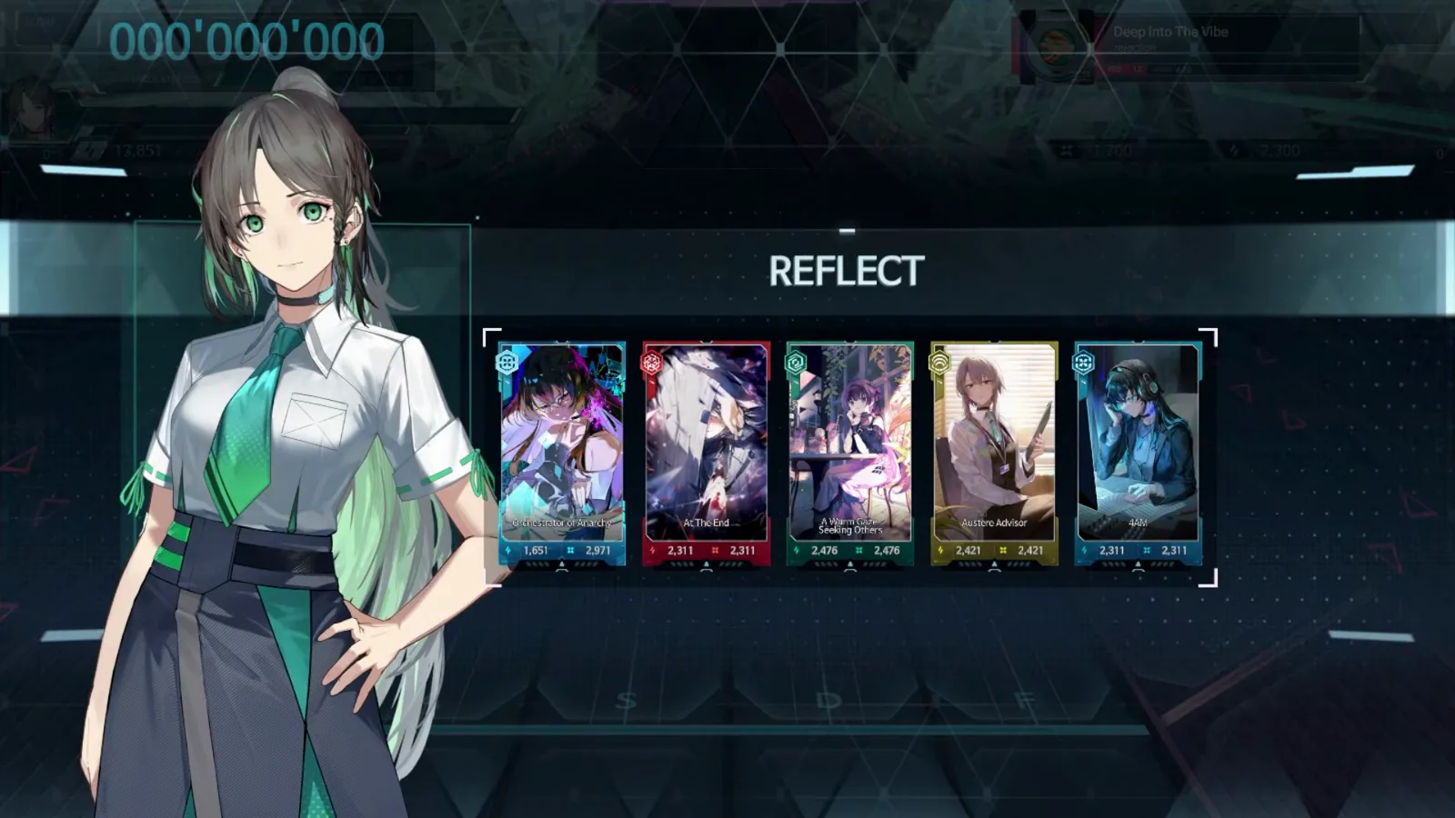 In Falsus FBD 12 REFLECT loadout for Deep Into The Vibe showing five deck cards beside the IRIS encounter portrait