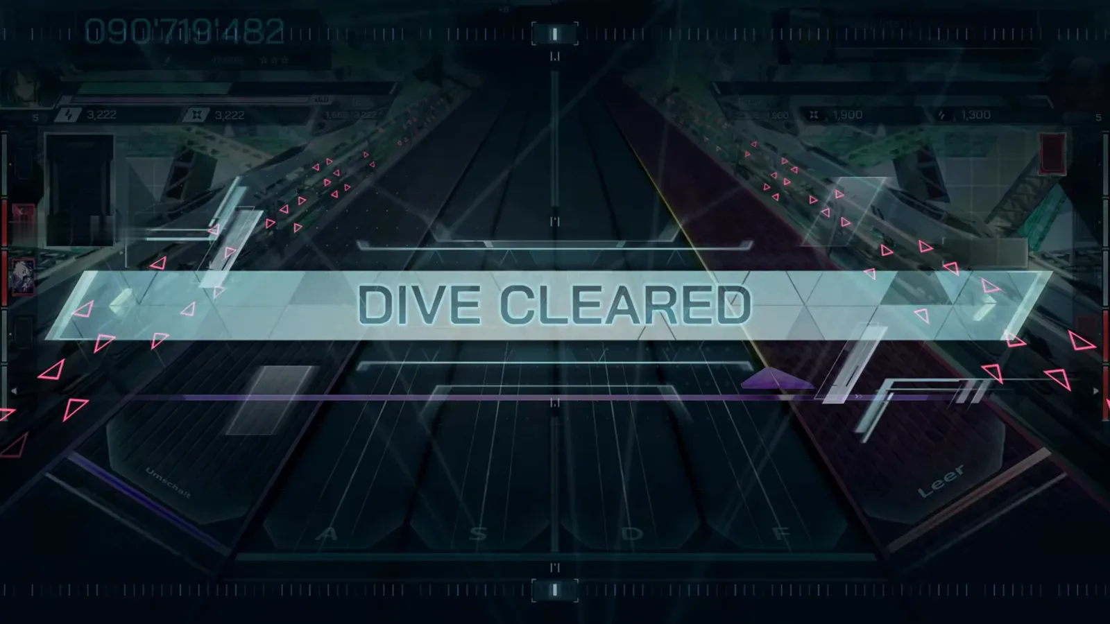 In Falsus ULT 10 DIVE CLEARED banner over the darkened highway with the score frozen at 090'719'482