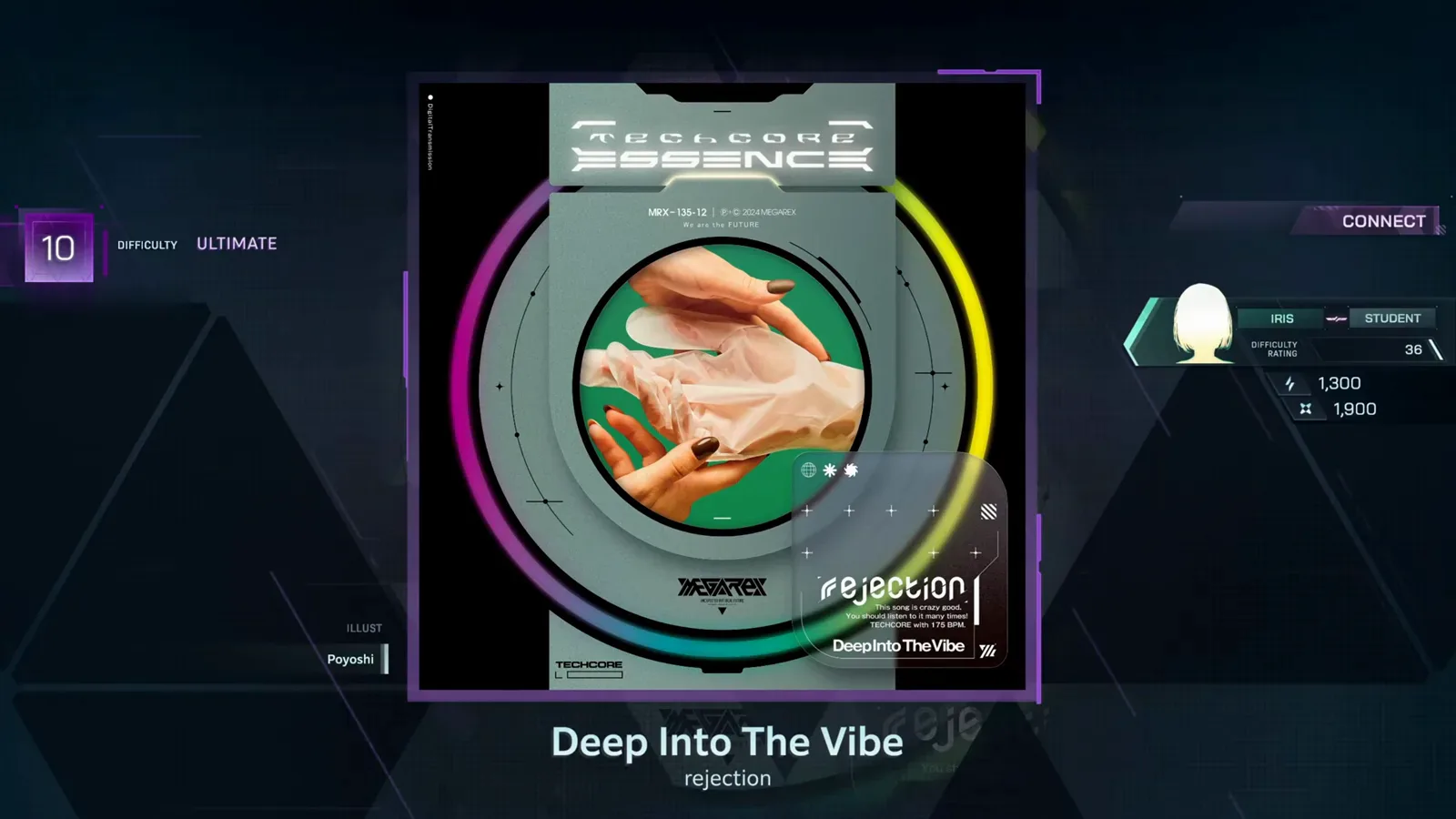 In Falsus song detail for Deep Into The Vibe with the ULTIMATE 10 chip and TECHCORE ESSENCE jacket