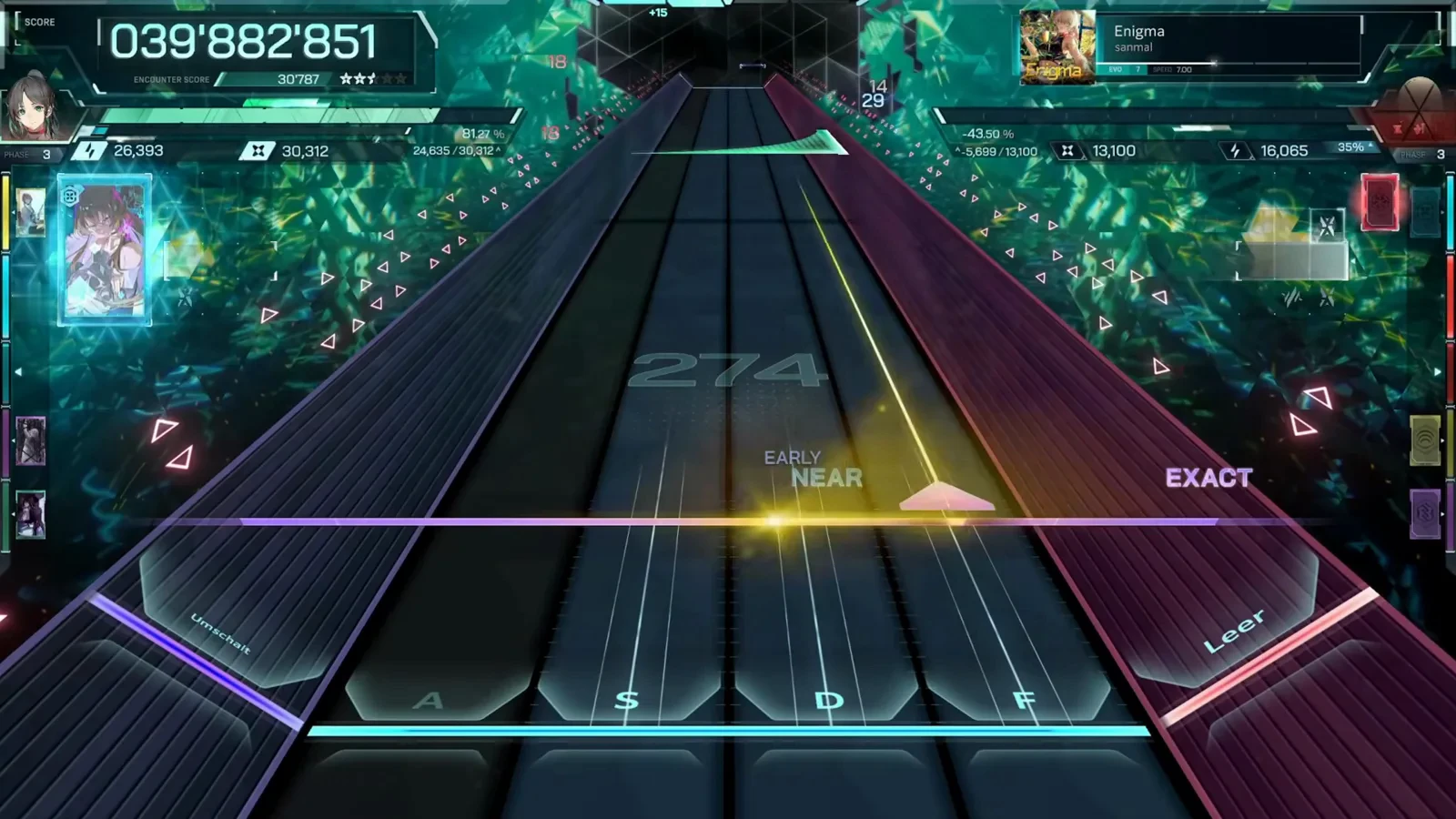 EARLY NEAR tag posting beside an EXACT on Enigma EVO 7 in In Falsus with the combo at 274