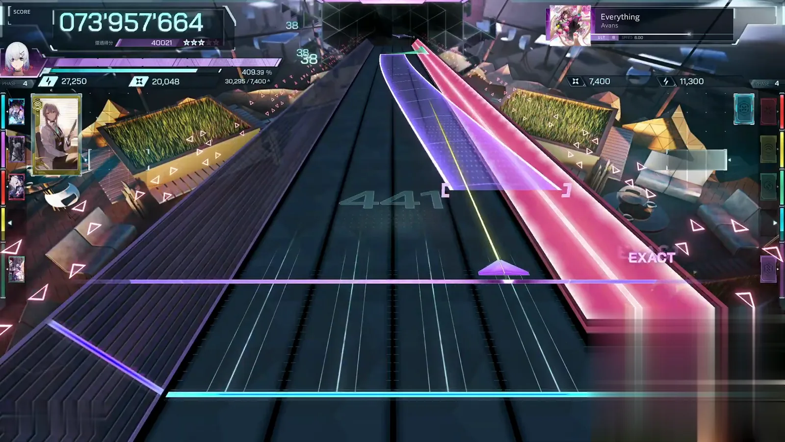 Two walls, one line In Falsus Everything ULT 8 purple slab and magenta wall converging from opposite edges with an EXACT judgement between them at 073'957'664