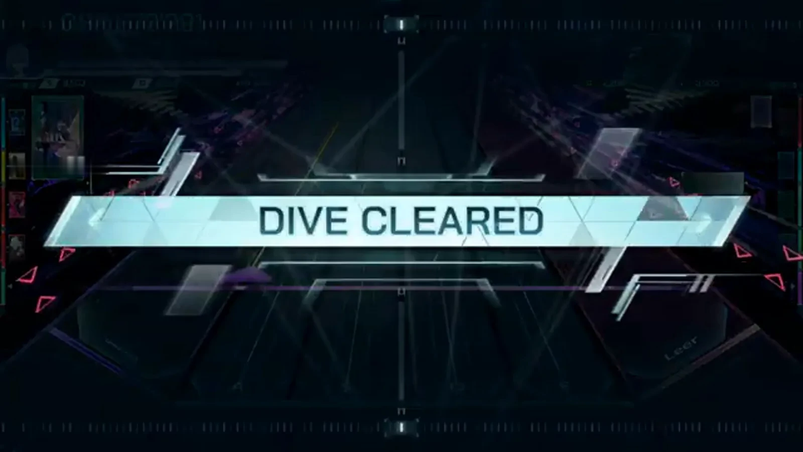 DIVE CLEARED In Falsus F0 CHA0S DIVE CLEARED banner stretching over the darkened ULT 9 highway after the final note