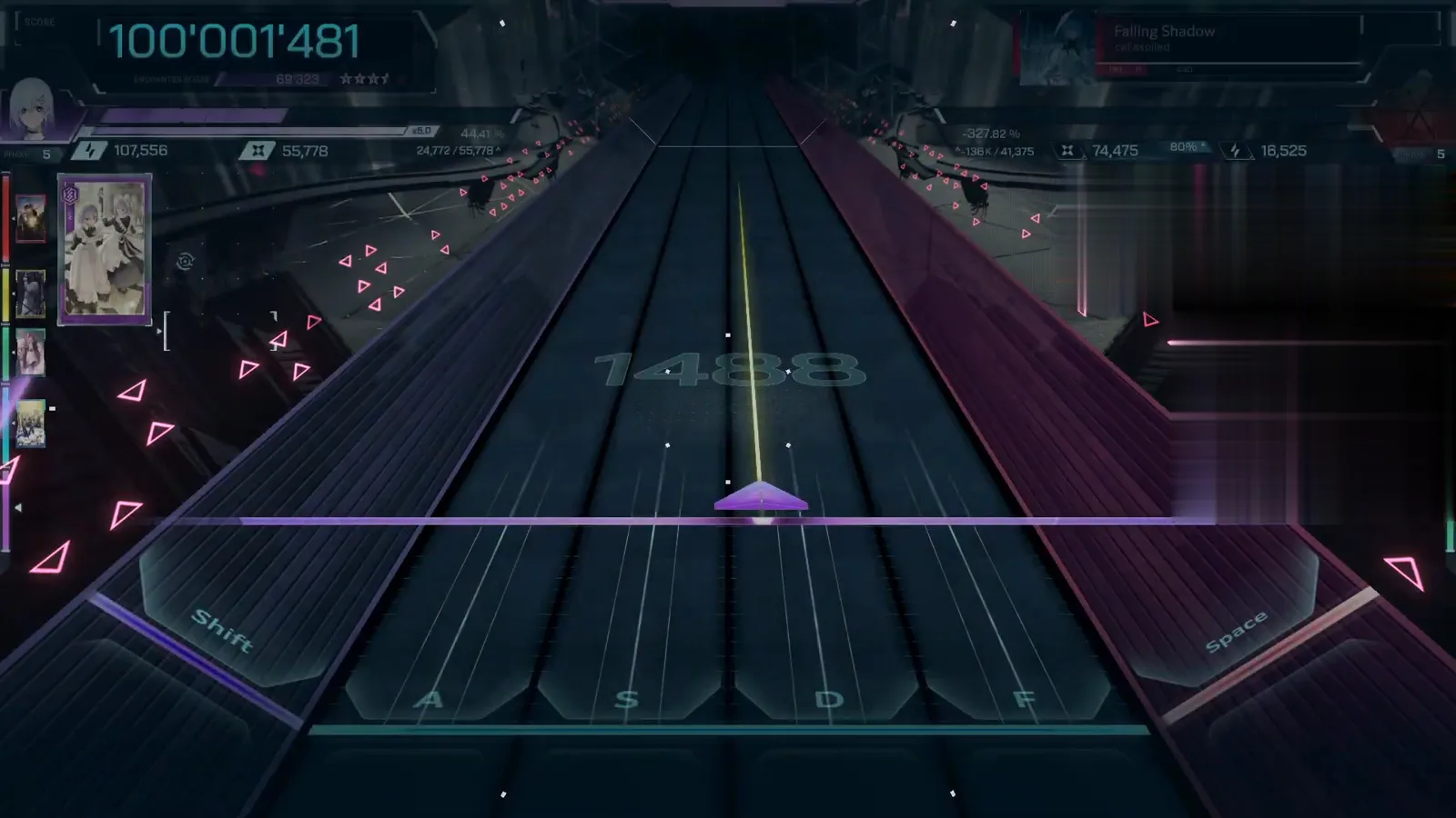 CONNECTED banner closing the encounter at 100'001'481, counter 1488 — Falling Shadow FBD 11 in In Falsus