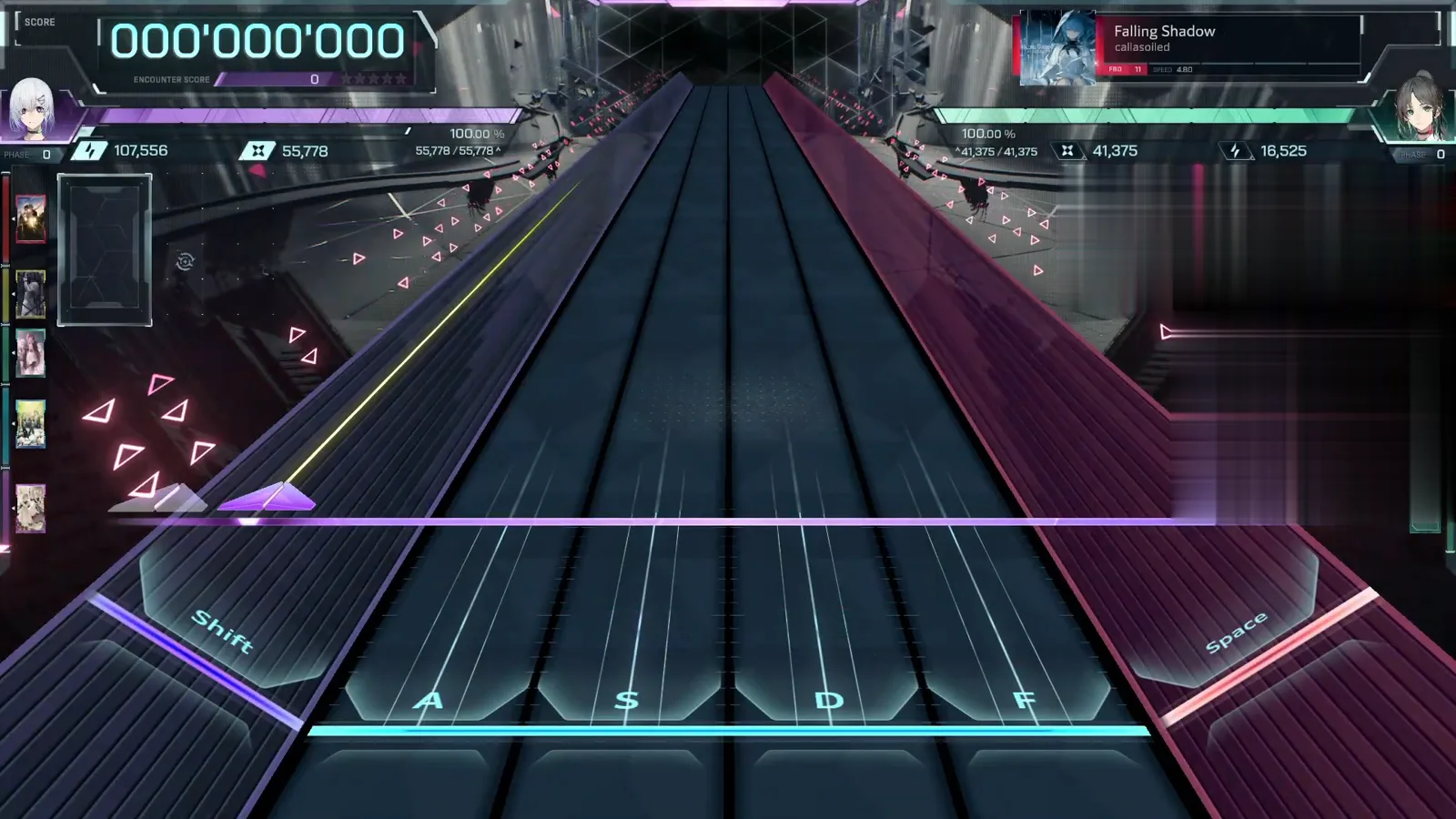 Empty In Falsus highway at 000'000'000 before Falling Shadow FBD 11: FBD 11 panel, SPEED 4.80, six lane keys staged