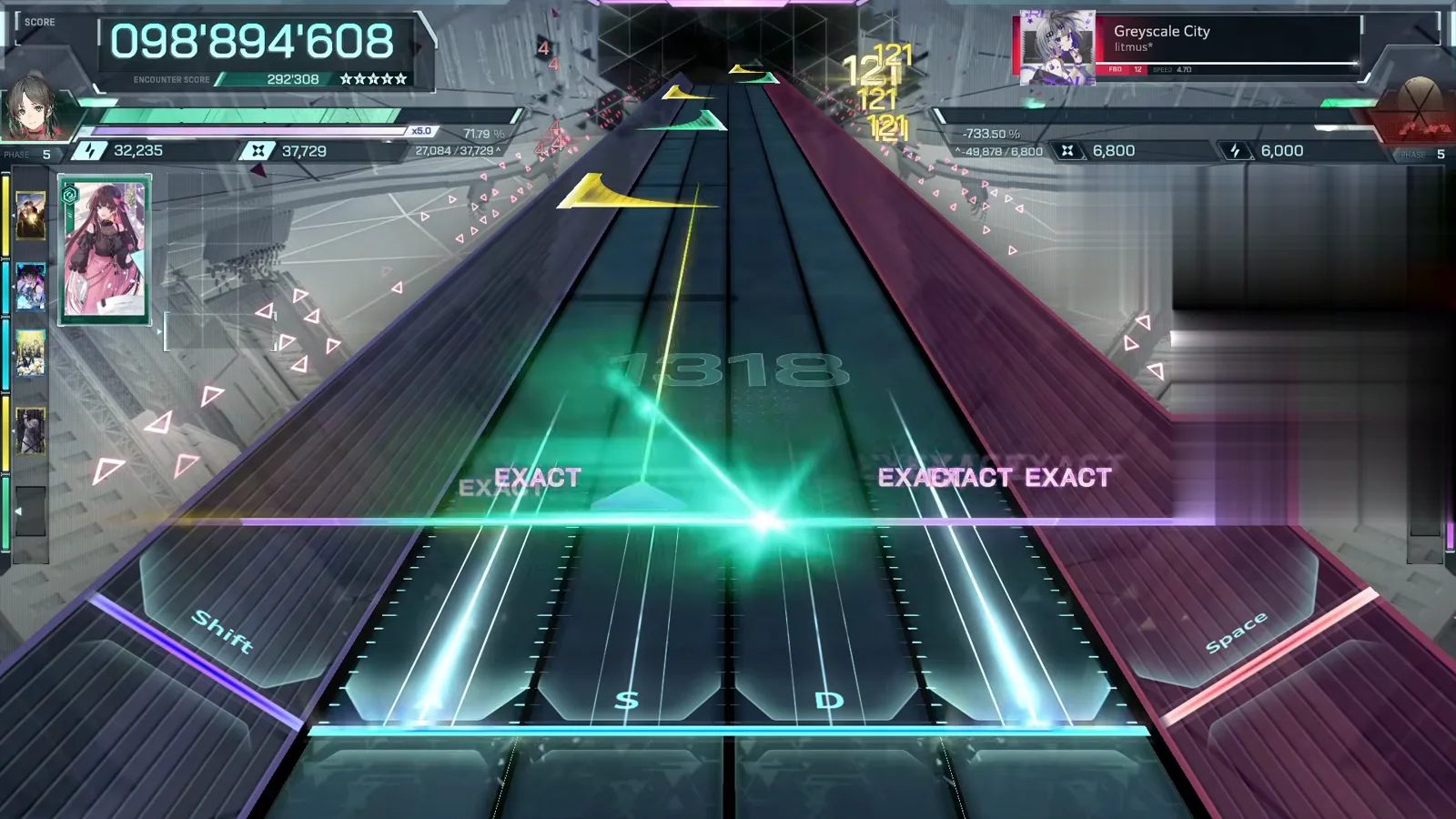 In Falsus Greyscale City FBD 12 endgame green cross spark at 098'894'608 under an x5.0 chip and watermark 1318