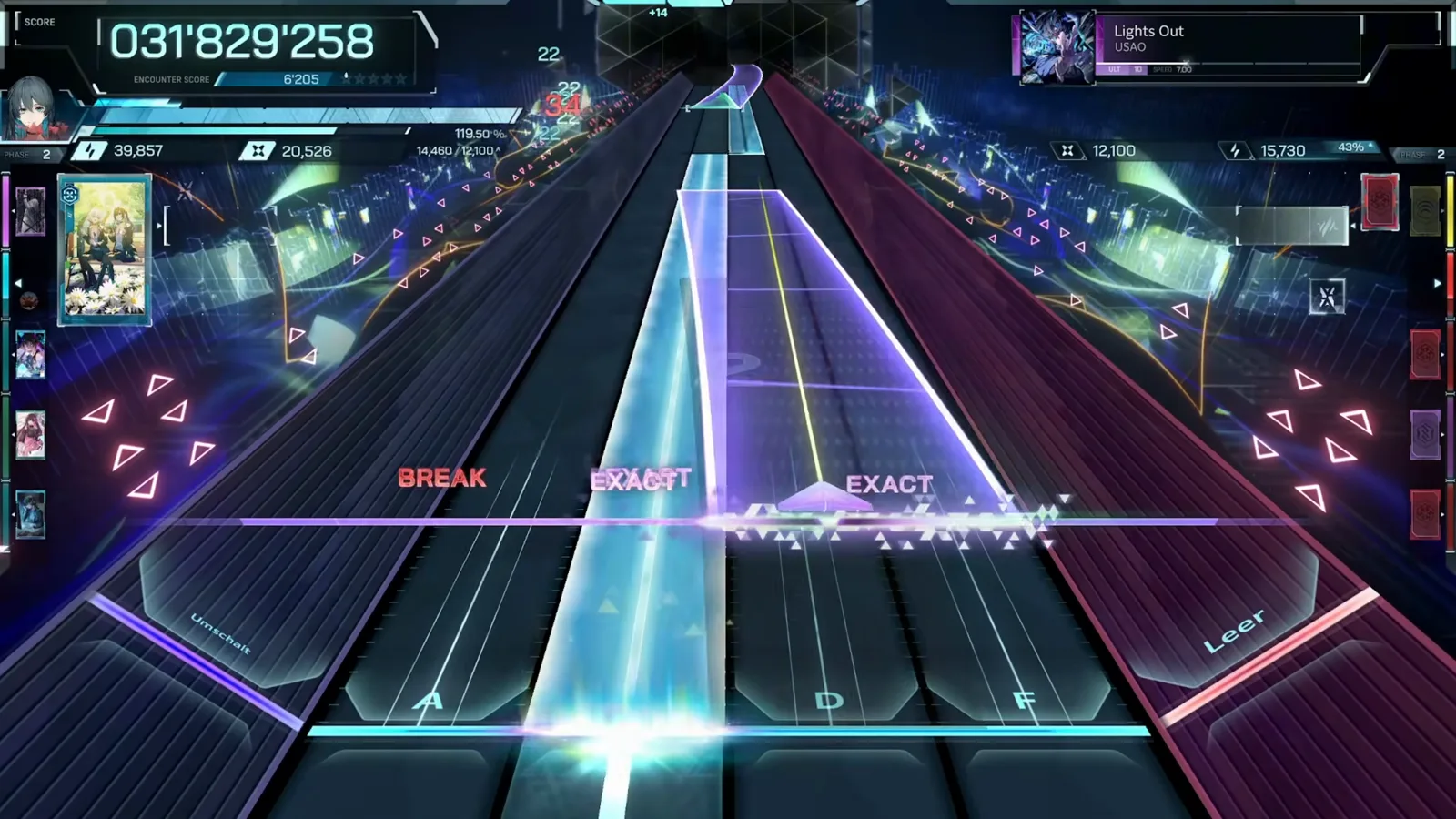 In Falsus Lights Out ULT run posting a red BREAK beside two EXACTs under a wide beam at 031'829'258