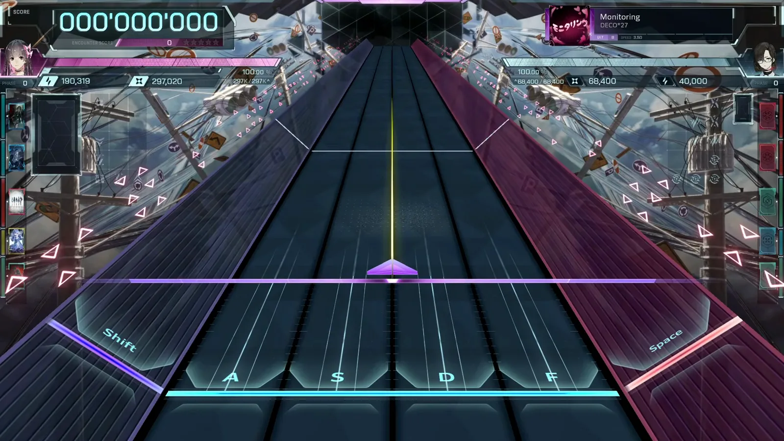 The empty highway at zero Monitoring ULT 8 staged at 000'000'000 on the empty In Falsus highway: SPEED 3.50, PHASE 0 and an empty star rail