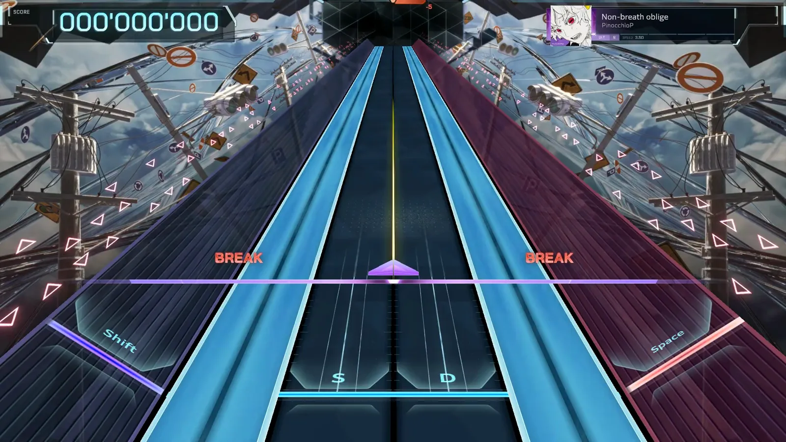 Opening holds Twin cyan holds roll under BREAK markers in the In Falsus Non-breath oblige ULT 9 opening, counter still at zero
