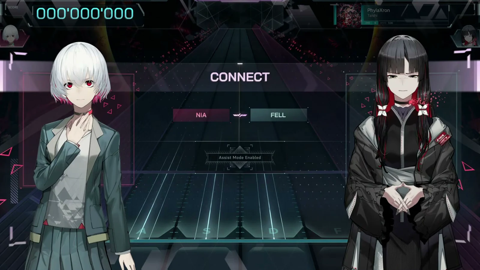 CONNECT lobby in In Falsus pairing NIA against FELL over the Assist Mode Enabled plate for the PhylaXron EVO 9 dive