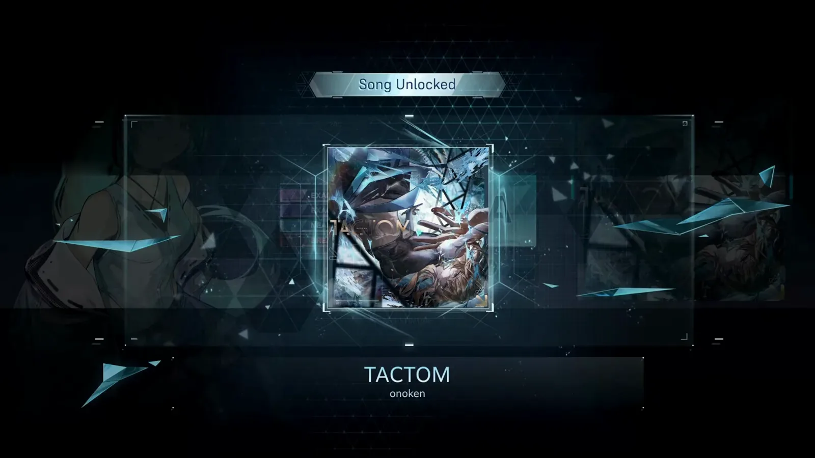 Song Unlocked banner Song Unlocked banner over the TACTOM jacket art in In Falsus closing out the EVO 8 clear capture