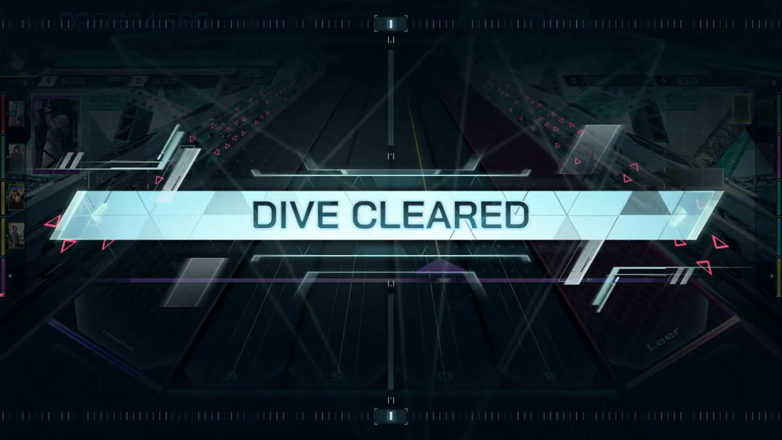 DIVE CLEARED In Falsus Things I Treasure DIVE CLEARED banner over the emptied ULT 9 highway with the HUD score frozen at 096'634'560