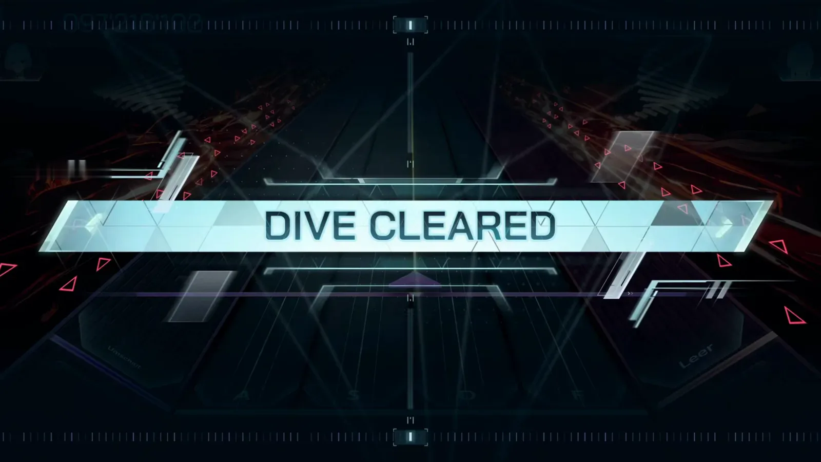 In FalsusでToccata Funebre ULT 10のランが曲の最後まで生き残った後、DIVE CLEAREDのバナーが暗い六角形フィールドを横切る