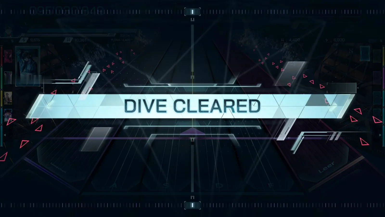 The DIVE CLEARED banner The DIVE CLEARED banner falls over the darkened With Truth FBD 10 highway, HUD frozen at 095'030'849