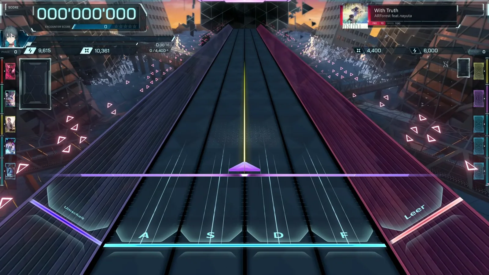 The empty highway at zero In Falsus With Truth FBD 10 opens cold on an empty highway: 000'000'000, SPEED 7.00, star gauge 0/4,400★