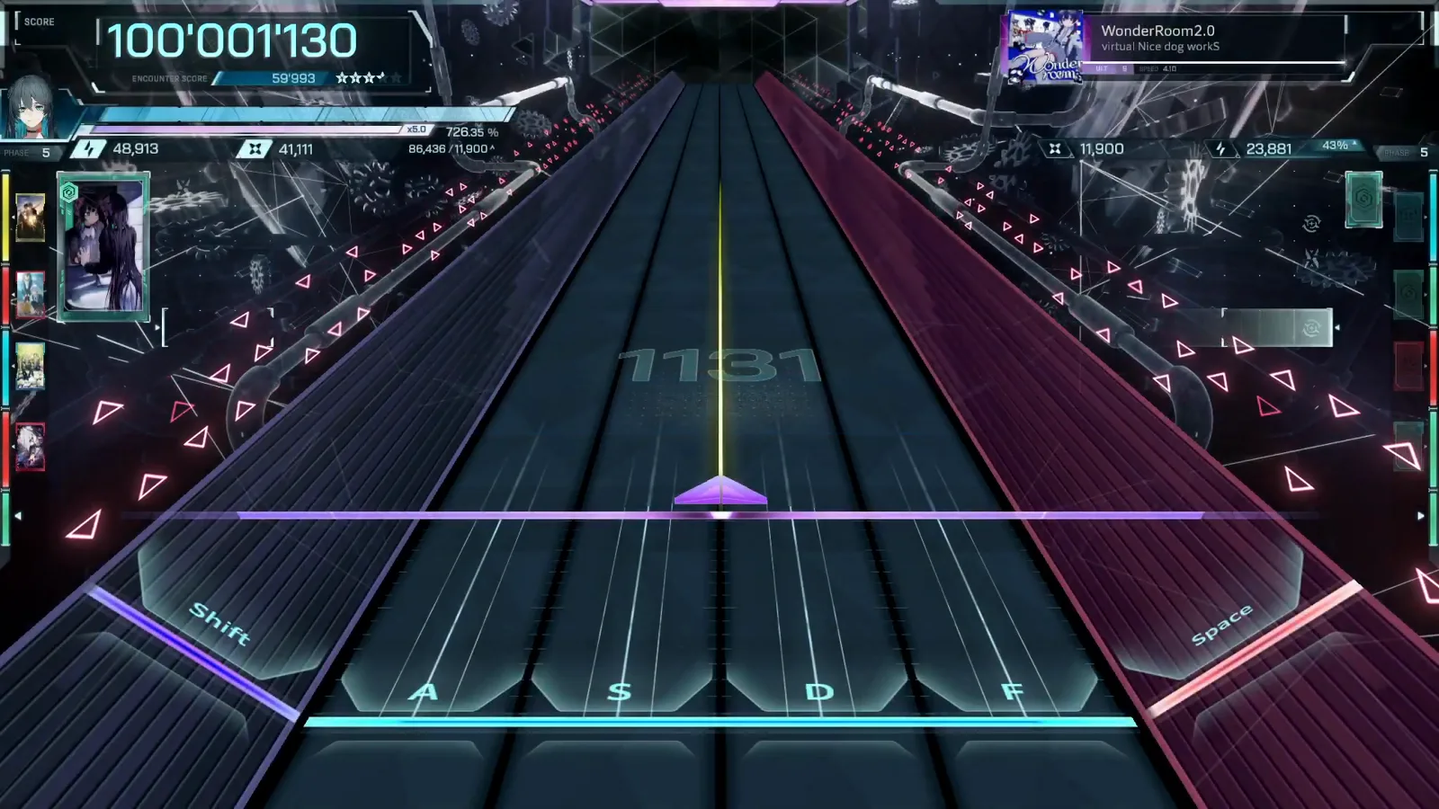 Final note — 1131 watermark In Falsus WonderRoom2.0 ULT 9 final note on the emptied highway stamped 1131 with the score settled at 100'001'130