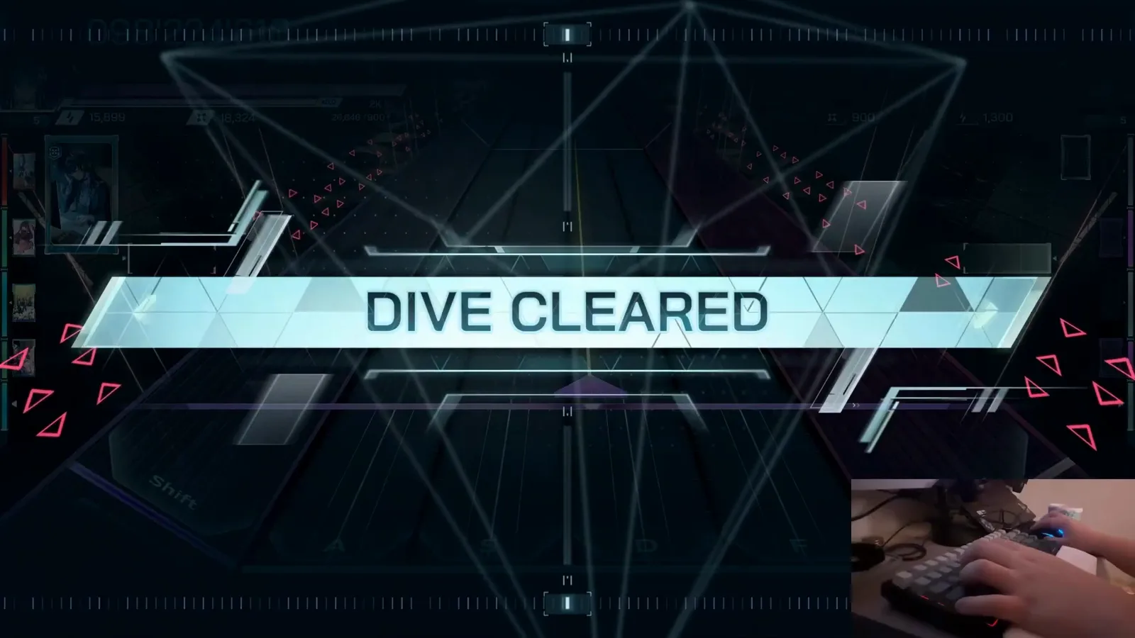 DIVE CLEARED In Falsus ZFC FBD 12 hexagonal DIVE CLEARED banner over the empty highway with the HUD frozen at 098'224'618