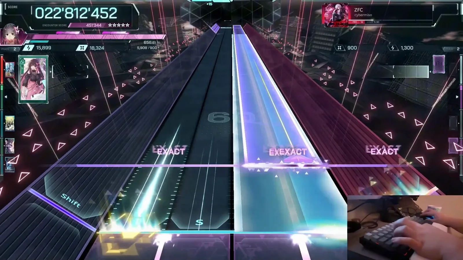 Twin wides + hexagon field cells In Falsus ZFC FBD 12 twin wide beams crossing gold hexagon field cells at the bottom rail with a five-star encounter score of 451'344